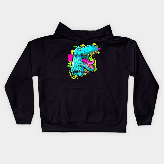 T Rex Dinosaur Kids Hoodie by SWIFTYSPADE